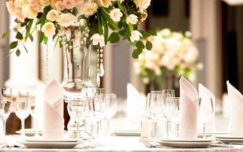 table set for a wedding 